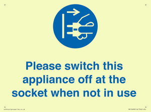 Please switch this appliance off at the socket when not in use